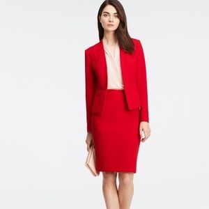 Ann Taylor Red Full Suit Jacket and Skirt